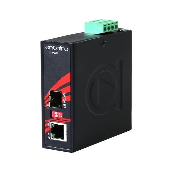 Antaira Compact Industrial Gigabit Ethernet Media Converter, with 10/100/1000TX To 100/1000 SFP Socket; EOT IMC-C1000-SFP-T
